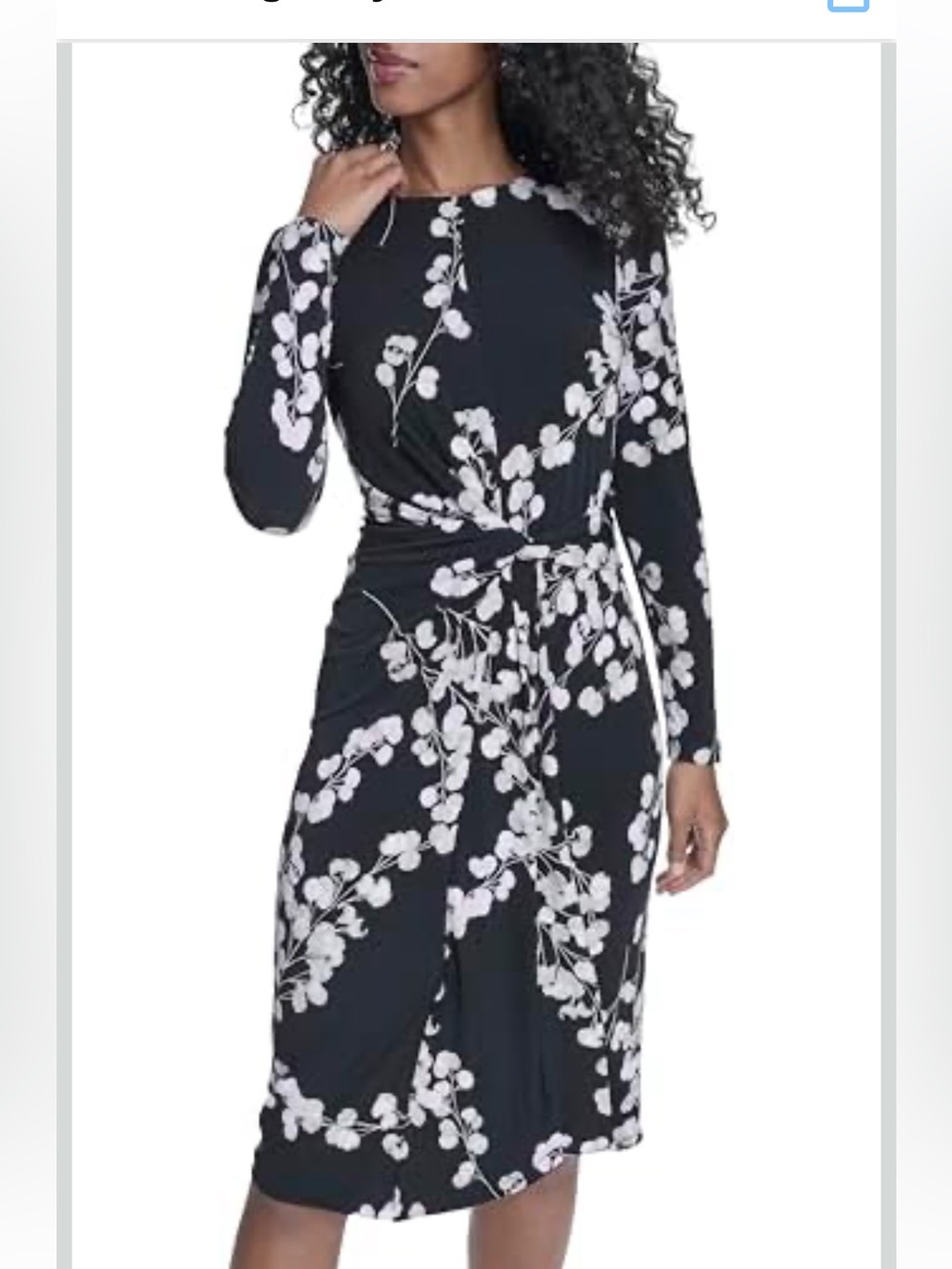 Calvin Klein Black & White Floral Midi Dress